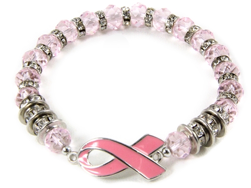 T Cancer Awareness Bracelets The Quiet Witness 4031427 Beaded Pink Ribbon Stretch Bracelet Hope Cure We Can Make A Differenc