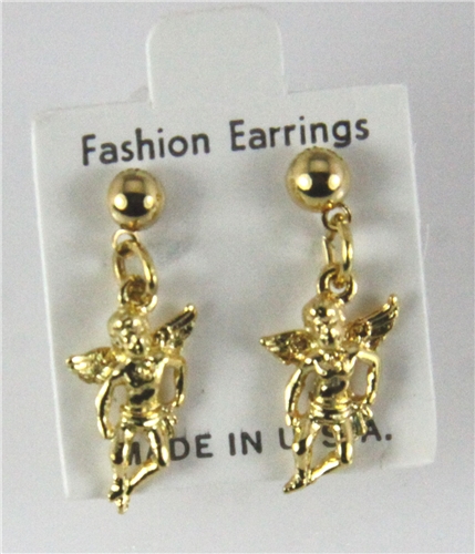 6030336 14kt Gold Made In Usa Guardian Angel Stud Earrings Dangle 6030336 14kt Gold Made In Usa Guardian Angel Stud Earrings Dangle Ball Christ