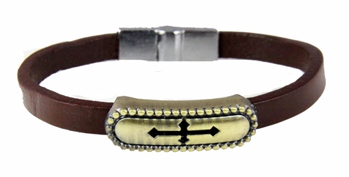 4030001 Christian Cross Leather Bracelet Religious Fashion Inspirational