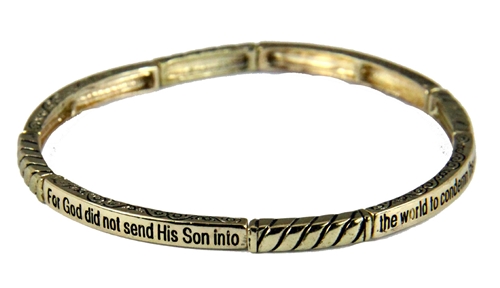 4030018 John 3:17 Petite Stretch Bracelet Stackable For God Did Not Send Scripture
