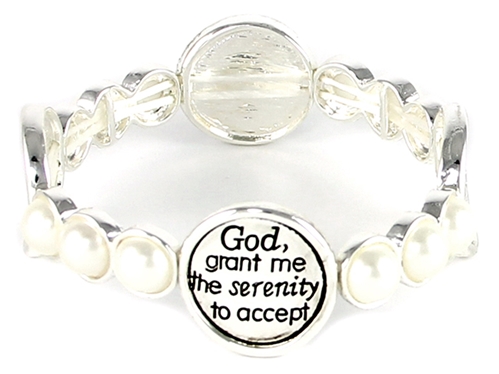 4030090a Serenity Prayer Stretch Bracelet Christian Scripture Religious AA NA...