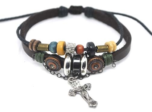 4030138 Leather Cross Bracelet Christian Jesus Religious Jewelry - The ...