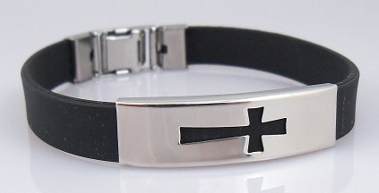 4030167 Cross Bracelet Jesus Christian Religious Silicone Latch