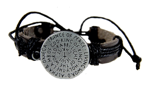 4030215 Prince of Peace Names of Jesus Leather Bracelet Adjustable King of Kings Lord of Lords