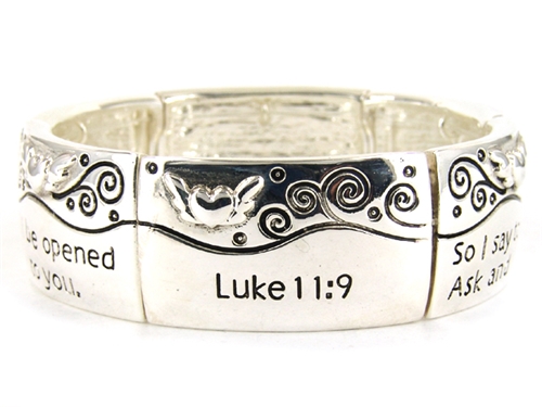 4030226 Luke 11:9 Stretch Bracelet Ask and You Will Receive Christian Scripture