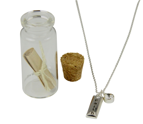 4030276 Message in a Bottle Faith Necklace and Gift Card Friend Encouragement