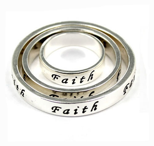 4030294 3 Piece FAITH Scarf Ring Set Christian Inspirational Fashion