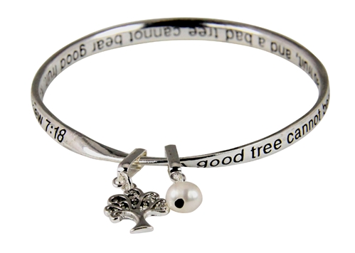 4030333 Matthew 7:18 Tree of Life Twisted Bangle Scripture Verse Family 