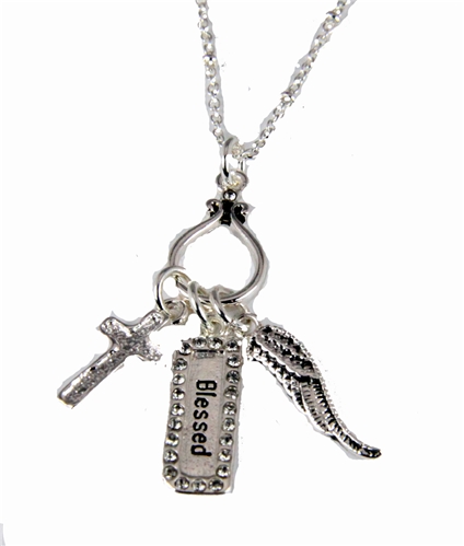 4030353 Blessed Necklace with Charms Angel Wing Beautiful Inspirational Gift Secret Angel