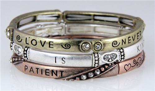 4030472 3 Piece Bracelet Set Love Is Patient 1st Corinthians 4030472 3 Piece Bracelet Set Love Is