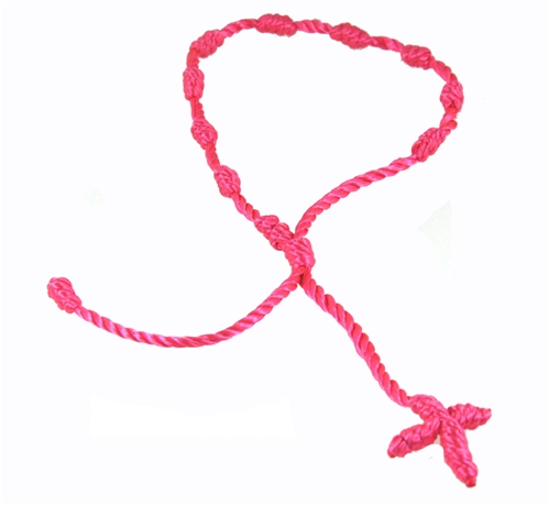 4030565 Set of 3 Hot Pink Decenario Pulseras Knotted Thread Cross Bracelet Hip Hop Kan...