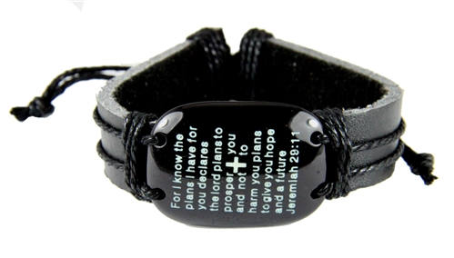 4030581 Jeremiah 29:11 Scripture Leather Bracelet Bible Verse For I Know The Plans I Have For You