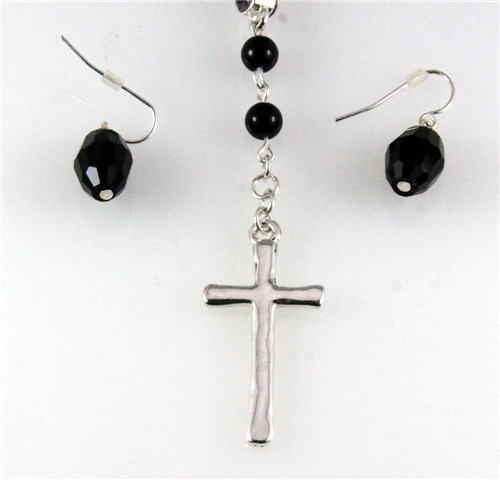 4030830 Christian Cross Necklace & Earring Set Religious Scripture Bible Jesus