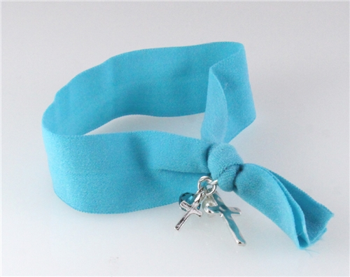 4030914 Stretch Hair Tie Cloth Fabric Cross Christian Bracelet Trendy Fashion...