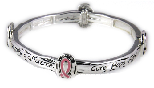 4031055 Cure Hope Fight Breast Cancer Stretch Bracelet Awareness Pink Ribbon