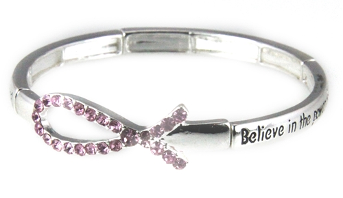 4031057 Breast Cancer Stretch Bracelet Awareness Christian Pink Ribbon