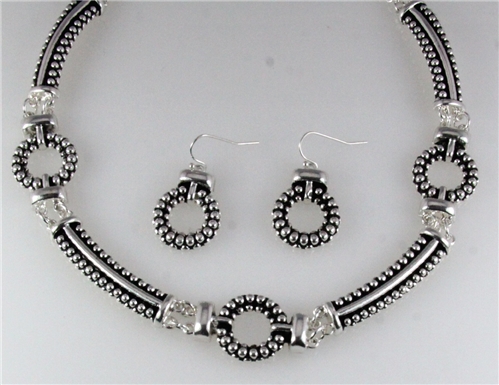 4031060 Designer Inspired Fashion Necklace & Earring Set Rope Style Rhodium P...