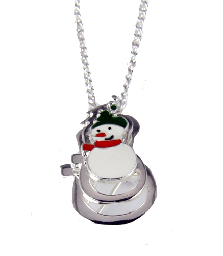 4031105 Christmas Necklace & Brooch Combo Snowman 18 Inch Chain Holiday