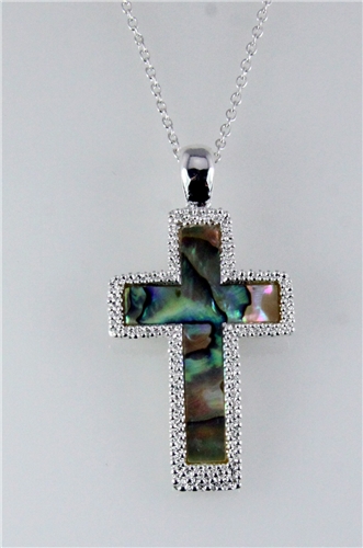 4031213 Beautiful Abalone Cross Necklace Christian Religious Scripture Jesus ...