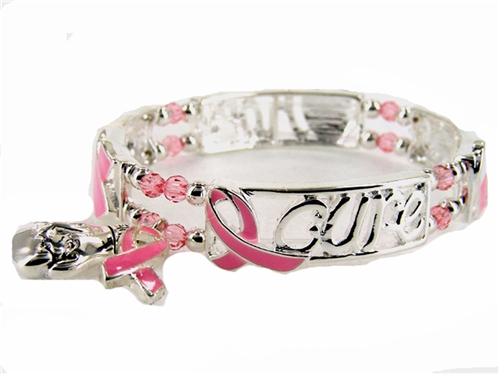 4031414 Fight Like A Girl Stretch Bracelet Hope For A Cure Pink Ribbon Breast...
