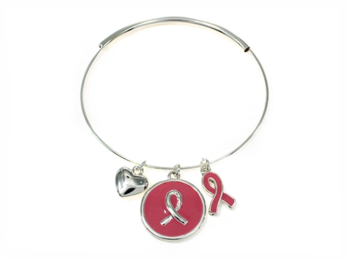 4031439 Breast Cancer Pink Ribbon Expandable Bangle Support Hope Research