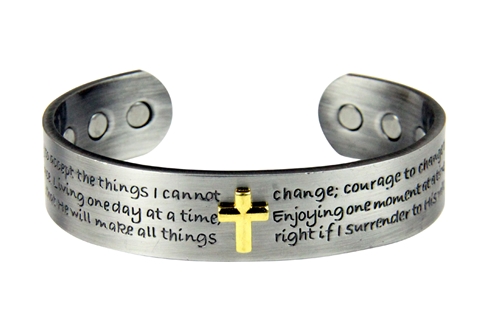 4031672 Solid Copper Magnetic Cuff Bracelet Bangle Serenity Prayer Message Ch...