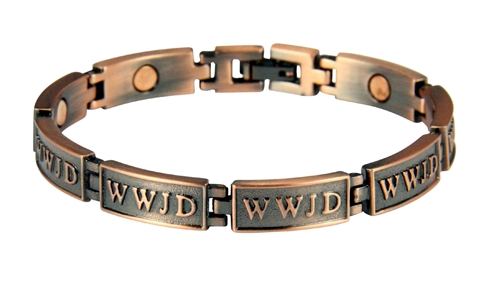 4031681 WWJD Magnetic Bracelet What Would Jesus Do Adjustable Removable Links