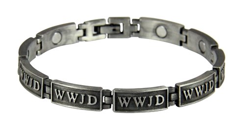 4031682 WWJD Magnetic Bracelet What Would Jesus Do Adjustable Removable Links