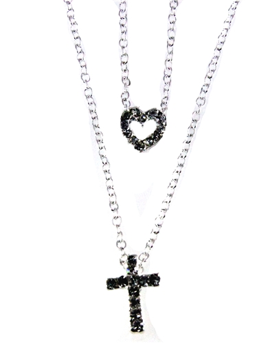 6030118 Heart and Cross Pendant Necklace Marriage Gift Valentines Love Christian
