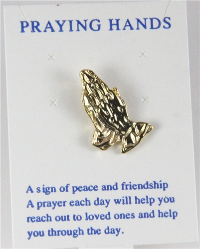 6030291 Christian Praying Hands 14kt Gold Plated Lapel Pin Brooch Tie Tack Ma...