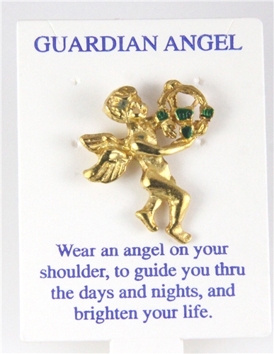 6030292 Irish Guardian Angel Lapel Pin Brooch Tie Tack 4 Four Leaf Clover