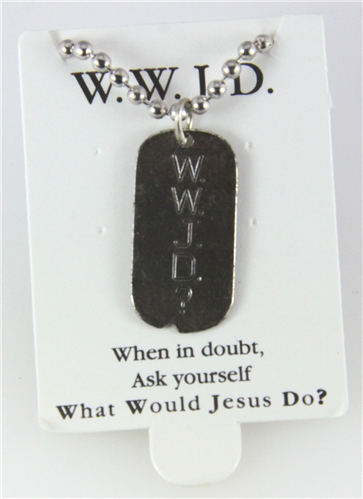 6030318WWJD Dog Tag Necklace Chain What Would Jesus Do W.W.J.D. Christian Jew...