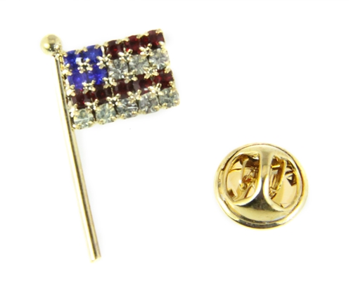 6030387 US Flag Brooch Lapel Pin Made in USA Red White Blue Patriotic