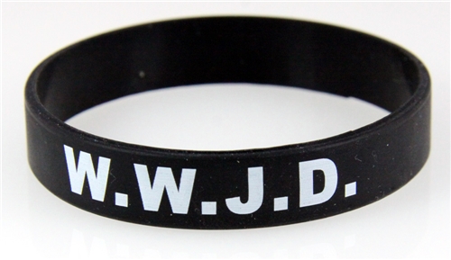 8050005 Set of 3 Adult Black Band With White Print WWJD What Would Jesus Do Silicone B...