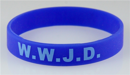 8050007 Set of 3 Adult Blue Band With Lt Blue Print WWJD What Would Jesus Do Silicone ...
