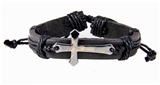 4030010 Christian Leather Cross Crucifix Bracelet Tension Knot Wrap