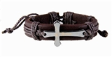 4030012 Christian Leather Cross Crucifix Bracelet Tension Knot Wrap