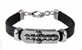 4030025 Combination Rubber & Chain Cross Bracelet Christian Religious Fashion