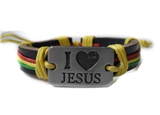 4030046 I Love Jesus Leather Bracelet Christian Religious Scripture Inspirati...