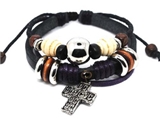 4030064 Leather Cross Bracelet Christian Religious Scripture Inspirational