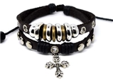 4030069 Christian Religious Scripture Inspirational Cross Leather Bracelet