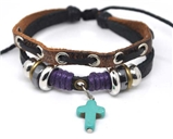 4030070 Leather Cross Bracelet Christian Religious Scripture Inspirational