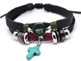 4030072 Leather Cross Bracelet Christian Religious Scripture Inspirational