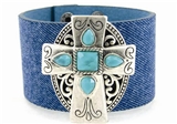 4030078 Denim Snap Christian Cross Scripture Religious Bible Bracelet