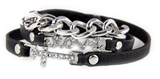 4030092a Christian Cross Love Black Faux Leather Wrap Bracelet Religious