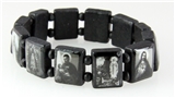 4030108a Black Wooden Block Bead Saints and Icons Celebrity Bracelet Stretch ...