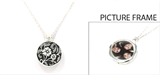 4030123 Picture Frame Locket Necklace Flower Medallian Design