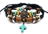 4030134 Leather Cross Bracelet Christian Jesus Religious Jewelry