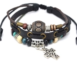 4030146 Leather Cross Bracelet Christian Jesus Religious Jewelry