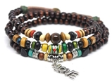 4030149 Wood Bead LOVE Wrap Bracelet Christian Religious Inspirational Beaded